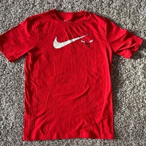 Nike Red T-Shirt with White Swoosh - Chicago Bulls